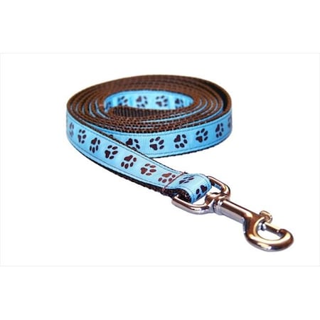 Sassy Dog Wear PUPPY PAWS-BLUE-CHOC.2-L 4 Ft. Puppy Paws Dog Leash; Blue & Brown - Small